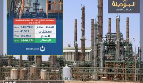 مؤسسة النفط تعلن معدلات إنتاج النفط الخام والمكثفات