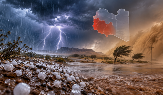 حالة جوية متقلبة تضرب جنوب غرب ليبيا.. أمطار غزيرة وبَرَد ورياح قوية