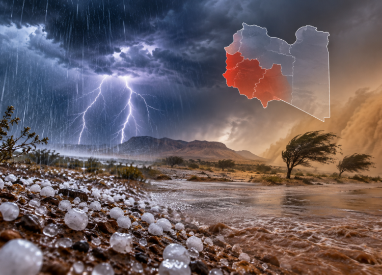 حالة جوية متقلبة تضرب جنوب غرب ليبيا.. أمطار غزيرة وبَرَد ورياح قوية